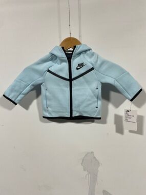 NWT Nike Light Blue Baby Hooded Zip Jacket with Black Accents